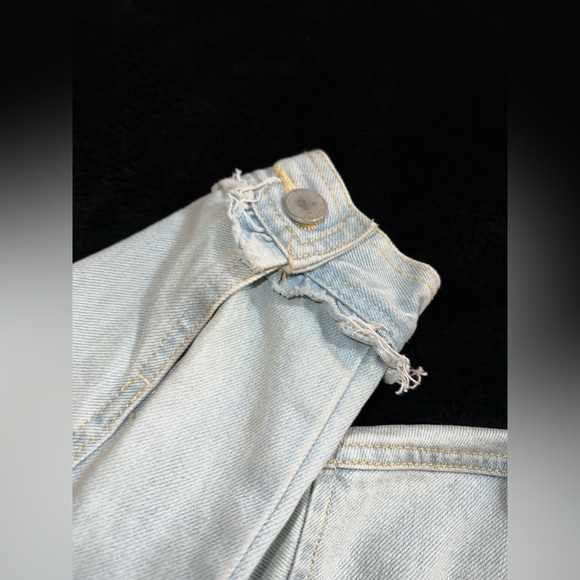 DEMOCRACY Jeans Light Blue Denim Jacket Fray Ruffle Size XS Button Down - Picture 4 of 14